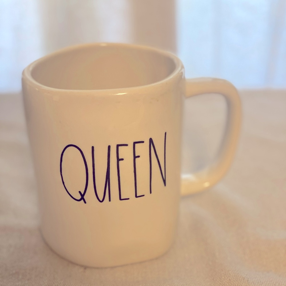 White dimpled Rae Dunn queen mug